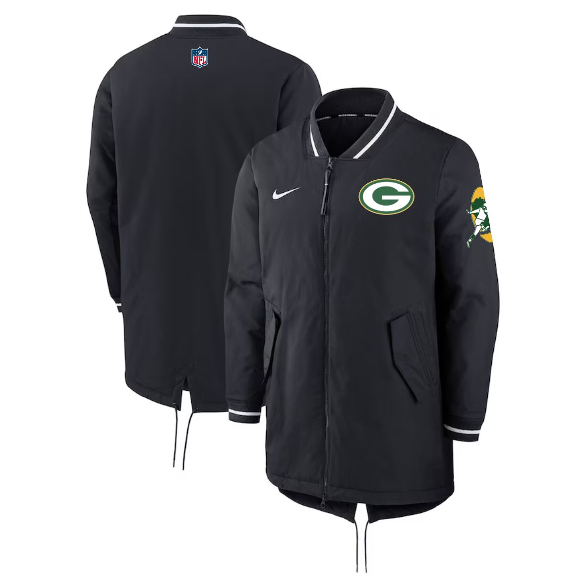 Men 2026 NFL Green Bay Packers black Extended Cotton Jacket style 01